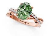 Rose gold Fancy Green Oval  Cut Diamond Twist Band Solitaire with Prong Setting_45