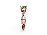 Rose gold Fancy Green Oval  Cut Diamond Twist Band Solitaire with Prong Setting_46