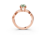 Rose gold Fancy Green Oval  Cut Diamond Twist Band Solitaire with Prong Setting_47