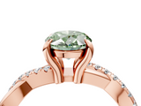 Rose gold Fancy Green Oval  Cut Diamond Twist Band Solitaire with Prong Setting_48