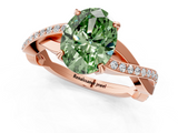 Rose gold Fancy Green Oval  Cut Diamond Twisted Band Engagement Ring with Prong Setting_4