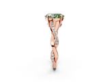 Rose gold Fancy Green Oval  Cut Diamond Twisted Band Engagement Ring with Prong Setting_5