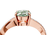 Rose gold Fancy Green Oval  Cut Diamond Twisted Band Engagement Ring with Prong Setting_7