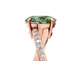 Rose gold Fancy Green Oval  Cut Diamond Twisted Band Engagement Ring with Prong Setting_8