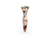 Rose gold Fancy Green Oval  Cut Diamond Twisted Band with Pavé Setting and Four-Prong Setting_23