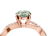 Rose gold Fancy Green Oval  Cut Diamond Twisted Band with Pavé Setting and Four-Prong Setting_25
