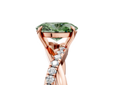 Rose gold Fancy Green Oval  Cut Diamond Twisted Band with Pavé Setting and Four-Prong Setting_26