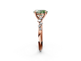 Rose gold Fancy Green Oval  Cut Diamond Vine Band with Four-Prong Setting_75
