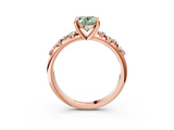 Rose gold Fancy Green Oval  Cut Diamond Vine Band with Four-Prong Setting_76