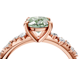 Rose gold Fancy Green Oval  Cut Diamond Vine Band with Four-Prong Setting_77