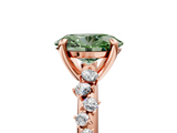 Rose gold Fancy Green Oval  Cut Diamond Vine Band with Four-Prong Setting_78