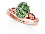 Rose gold Fancy Green Oval  Cut Diamond with Milgrain Marquise and Bezel Accents on a Solitaire Band with Prong Setting_210