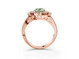 Rose gold Fancy Green Oval  Cut Double Halo Diamond Engagement Ring with Pave Band and Four-Prong Setting_29