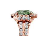 Rose gold Fancy Green Oval  Cut Double Halo Diamond Engagement Ring with Pave Band and Four-Prong Setting_31