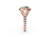 Rose gold Fancy Green Oval  Cut Double Halo Split Shank Diamond Ring with Prong Setting_52