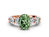Rose gold Fancy Green Oval  Cut Five-Stone Prong Set Diamond Ring with Classic Band_32