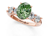 Rose gold Fancy Green Oval  Cut Five-Stone Prong Set Diamond Ring with Classic Band_33