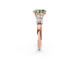 Rose gold Fancy Green Oval  Cut Five-Stone Prong Set Diamond Ring with Classic Band_34