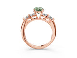 Rose gold Fancy Green Oval  Cut Five-Stone Prong Set Diamond Ring with Classic Band_35