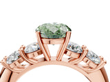 Rose gold Fancy Green Oval  Cut Five-Stone Prong Set Diamond Ring with Classic Band_36