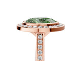 Rose gold Fancy Green Oval Cut Halo Bezel Diamond Pave Band Ring_5