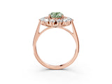 Rose gold Fancy Green Oval Cut Halo Cluster Diamond Ring with Pave Band and Four-Prong Setting_15