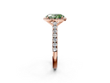 Rose gold Fancy Green Oval  Cut Halo Diamond Engagement Ring with Pave Band and Four-Prong Setting_31
