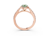 Rose gold Fancy Green Oval  Cut Halo Diamond Engagement Ring with Pave Band and Four-Prong Setting_32