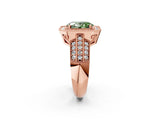 Rose gold Fancy Green Oval Cut Halo Diamond Engagement Ring with Pave Split Shank and Four-Prong Setting_2