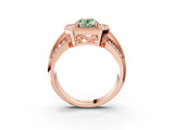 Rose gold Fancy Green Oval Cut Halo Diamond Engagement Ring with Pave Split Shank and Four-Prong Setting_3