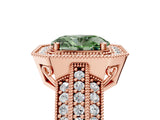 Rose gold Fancy Green Oval Cut Halo Diamond Engagement Ring with Pave Split Shank and Four-Prong Setting_5