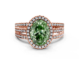 Rose gold Fancy Green Oval  Cut Halo Diamond Engagement Ring with Split Shank and Four-Prong Setting_20