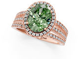 Rose gold Fancy Green Oval  Cut Halo Diamond Engagement Ring with Split Shank and Four-Prong Setting_21