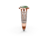 Rose gold Fancy Green Oval  Cut Halo Diamond Engagement Ring with Split Shank and Four-Prong Setting_22