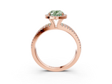 Rose gold Fancy Green Oval  Cut Halo Diamond Engagement Ring with Split Shank and Four-Prong Setting_23
