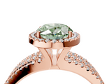 Rose gold Fancy Green Oval  Cut Halo Diamond Engagement Ring with Split Shank and Four-Prong Setting_24