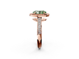 Rose gold Fancy Green Oval  Cut Halo Diamond Pave Band with Four-Prong Setting_39