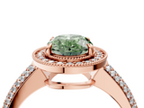 Rose gold Fancy Green Oval  Cut Halo Diamond Pave Band with Four-Prong Setting_41