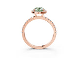 Rose gold Fancy Green Oval Cut Halo Diamond Pave Band with Prong Setting_3