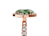 Rose gold Fancy Green Oval Cut Halo Diamond Pave Band with Prong Setting_5