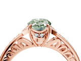 Rose gold Fancy Green Oval  Cut Halo Diamond Ring with Channel Set Band and Four-Prong Setting_37