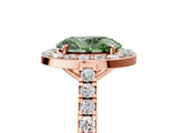 Rose gold Fancy Green Oval Cut Halo Diamond Ring with Pavé Band and Three-Prong Setting_5