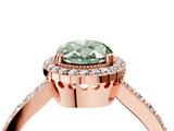Rose gold Fancy Green Oval  Cut Halo Diamond Ring with Pave Band and Four-Prong Setting_28