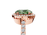 Rose gold Fancy Green Oval  Cut Halo Diamond Ring with Pave Band and Four-Prong Setting_29