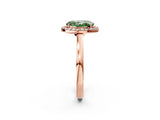 Rose gold Fancy Green Oval Cut Halo Diamond Ring with Solitaire Band and Prong Setting_2