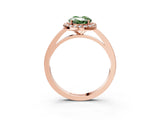 Rose gold Fancy Green Oval Cut Halo Diamond Ring with Solitaire Band and Prong Setting_3
