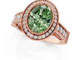 Rose gold Fancy Green Oval Cut Halo Diamond Split Shank Pave Ring_1