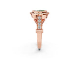 Rose gold Fancy Green Oval Cut Halo Diamond Split Shank Pave Ring_2