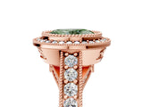 Rose gold Fancy Green Oval Cut Halo Diamond Split Shank Pave Ring_5