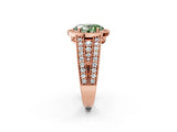 Rose gold Fancy Green Oval Cut Halo Diamond Split Shank Ring with Prong Setting_20